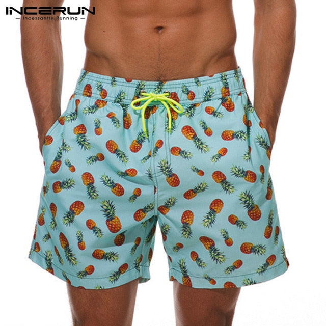 INCERUN Casual Men Shorts Printed Elastic Waist Quick Dry Bodybuilding Trunks Sweatpants Breathable Loose Shorts Plus Size 5XL