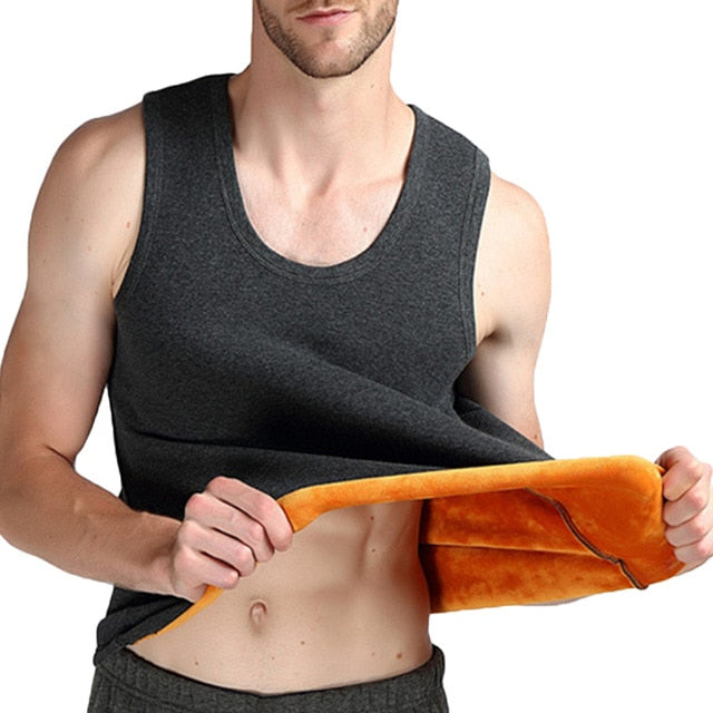 Plus Velvet Vest Mens Warm Thermal Undershirts Tank Tops Sleeveless Undershirts Crew Neck Hombre Undershirts Winter Clothes