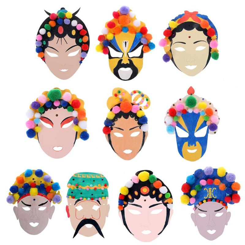 Kids Peking Opera Coloring Mask Kindergarten Manual DIY Art Painting Tools