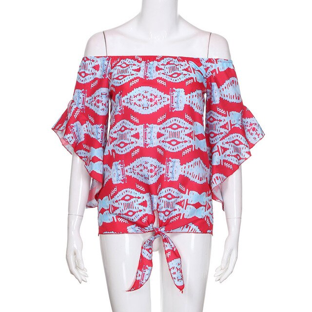 Estate Magliette e camicette Per Le Donne Magliette e camicette e Camicie 2019 Delle Signore Top Vintage Stampa Off Spalla Manic