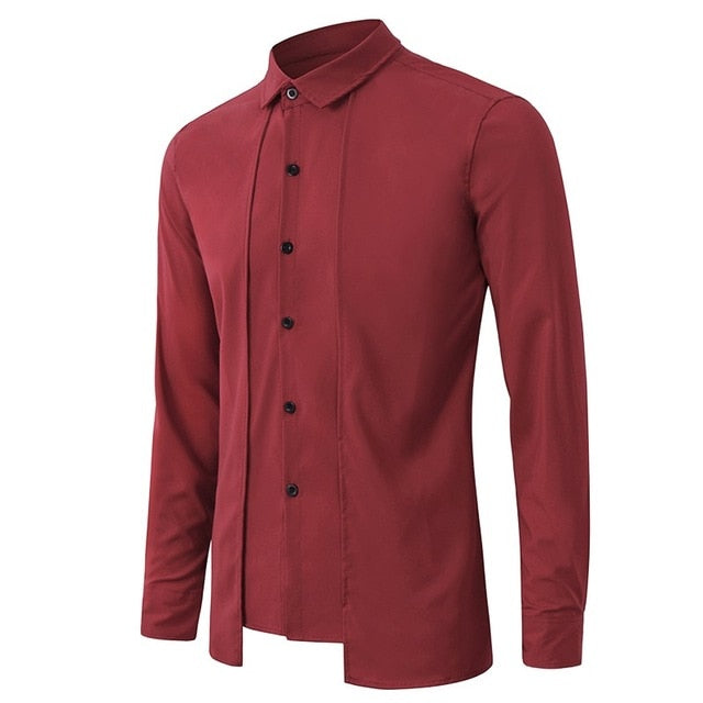 New Arrival Lapel Neck Buttons Down Top Men's Formal Dress Shirts Tuxedo Shirts Bridegroom Wedding Shirts For Men Stage Costume