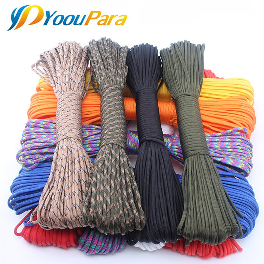 YoouPara 250 Colors Paracord 550 Rope Type III 7 Stand 100FT 50FT Paracord Parachute Cord Rope Survival kit Wholesale