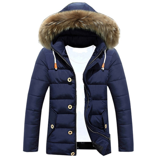 Plus Size M-3XL Mens Thicken Winter Down Coat Fur Collar Fleece Cotton Padded Jackets Men Hooded Parka Comfortable Outwear