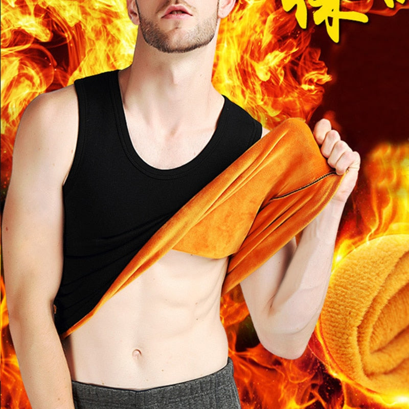 Plus Velvet Vest Mens Warm Thermal Undershirts Tank Tops Sleeveless Undershirts Crew Neck Hombre Undershirts  Winter Clothes