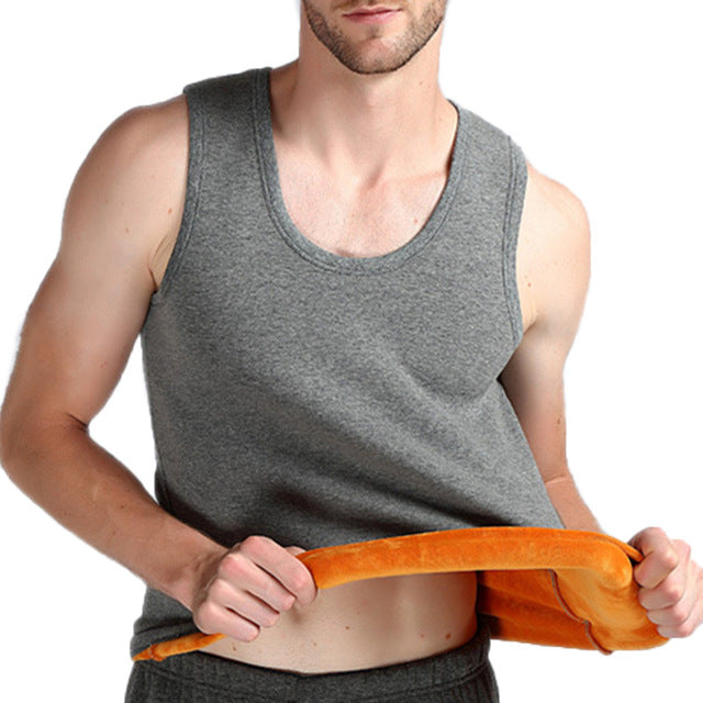Plus Velvet Vest Mens Warm Thermal Undershirts Tank Tops Sleeveless Undershirts Crew Neck Hombre Undershirts  Winter Clothes