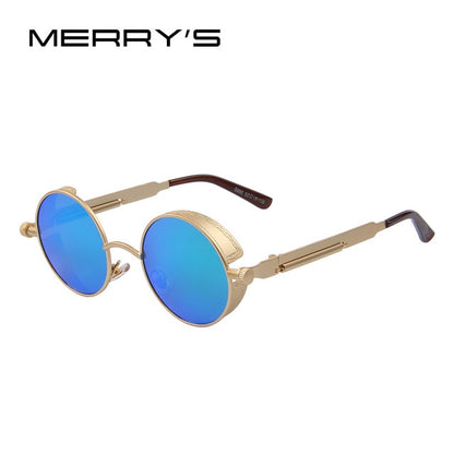 MERRYS Vintage Women Steampunk Sunglasses Brand Design Round Sunglasses Oculos de sol UV400