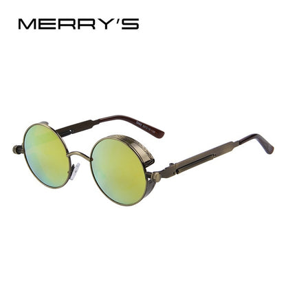 MERRYS Vintage Women Steampunk Sunglasses Brand Design Round Sunglasses Oculos de sol UV400
