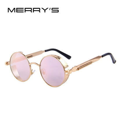MERRYS Vintage Women Steampunk Sunglasses Brand Design Round Sunglasses Oculos de sol UV400