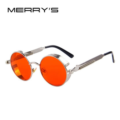 MERRYS Vintage Women Steampunk Sunglasses Brand Design Round Sunglasses Oculos de sol UV400