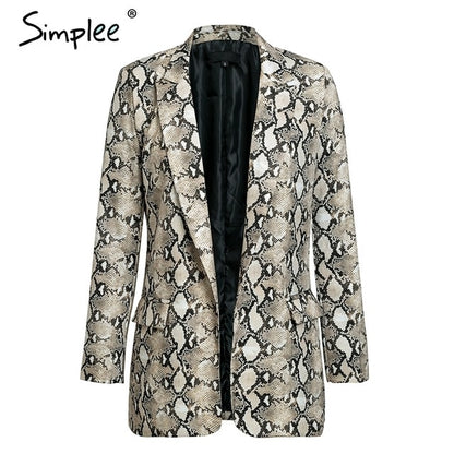 Simplee Snake print blazer women Long sleeve office ladies jacket coat female Sexy fashion streetwear summer spring blazer 2019