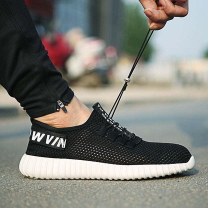 New exhibition breathable safety shoes men's Lightweight summer anti-smashing piercing work sandals Single mesh sneakers 35-46