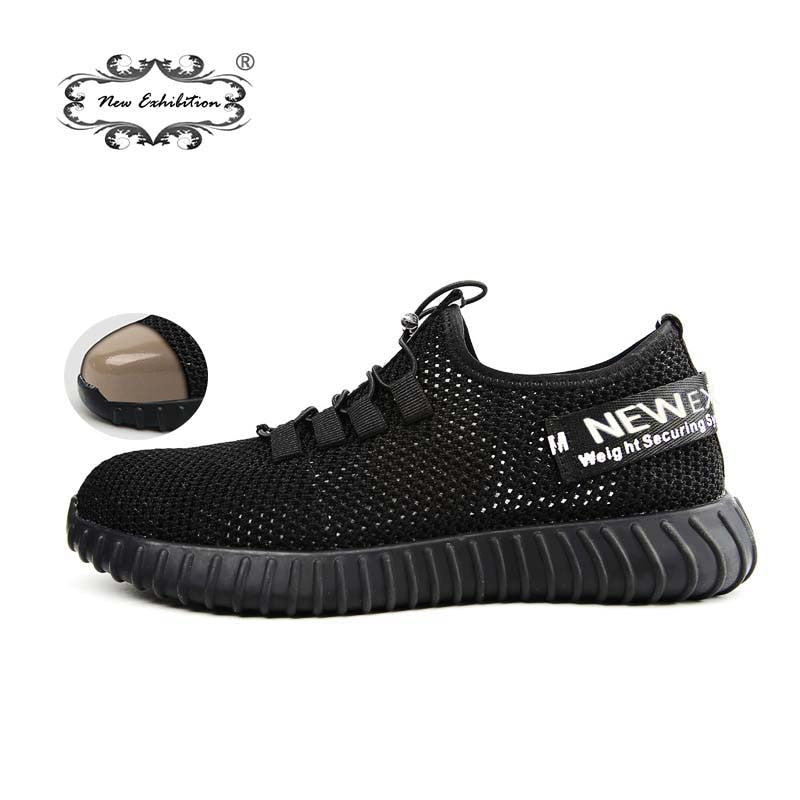 New exhibition breathable safety shoes men's Lightweight summer anti-smashing piercing work sandals Single mesh sneakers 35-46