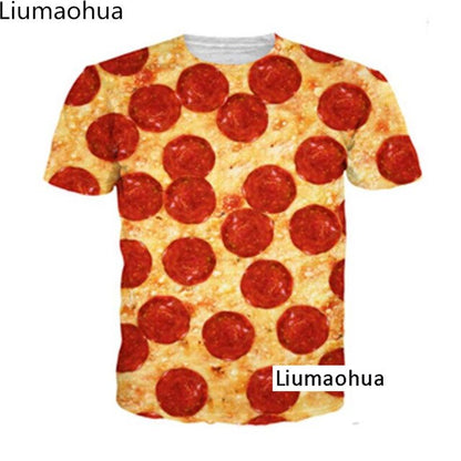 Liumaohua brand Divertente colazione full 3D tshirt stampa hamburger patatine pollo pepite divertenti design estate t-shirt