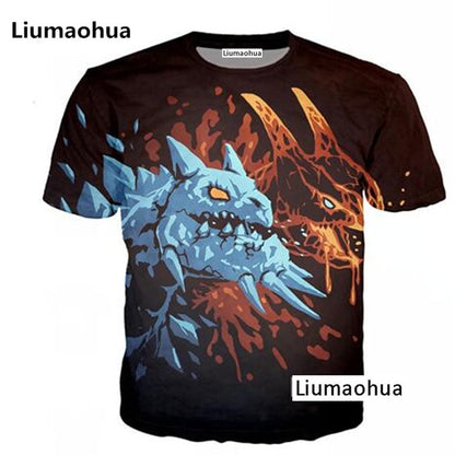 Liumaohua brand Divertente colazione full 3D tshirt stampa hamburger patatine pollo pepite divertenti design estate t-shirt