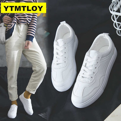 HOT Women Sneakers Fashion Breathble Vulcanized Shoes Pu leather Platform Lace up Casual White Tenis Feminino Zapatos De Mujer 9