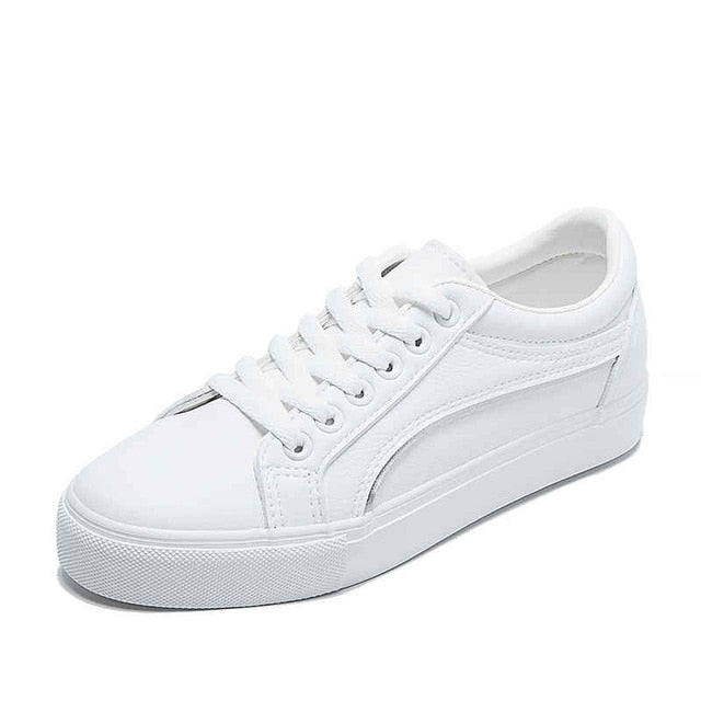 HOT Women Sneakers Fashion Breathble Vulcanized Shoes Pu leather Platform Lace up Casual White Tenis Feminino Zapatos De Mujer 9