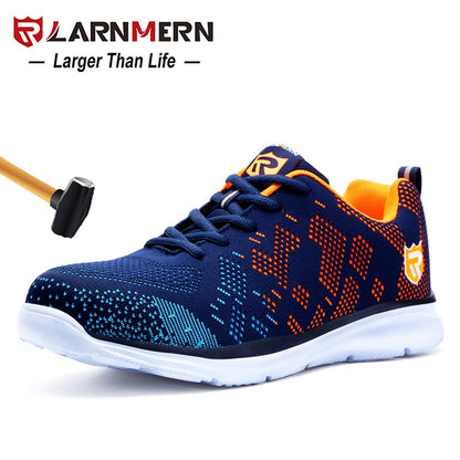 LARNMERN Lightweight Breathable Men Safety Shoes Steel Toe Work Shoes For Men Anti-smashing Construction Sneaker With Reflective