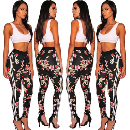 Echoine Floral Print Two Piece Set Sportwear Crop Top + Long Pant Women Clothes 2019 Outfits Womens Tracksuit Set
