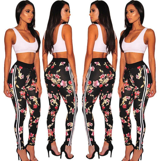 Echoine Floral Print Two Piece Set Sportwear Crop Top + Long Pant Women Clothes 2019 Outfits Womens Tracksuit Set