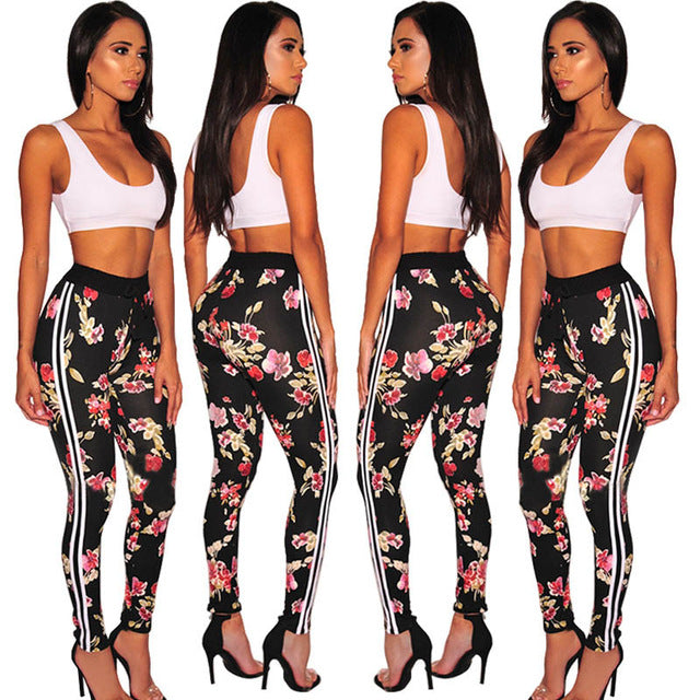 Echoine Floral Print Two Piece Set Sportwear Crop Top + Long Pant Women Clothes 2019 Outfits Womens Tracksuit Set