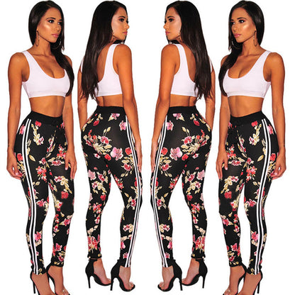 Echoine Floral Print Two Piece Set Sportwear Crop Top + Long Pant Women Clothes 2019 Outfits Womens Tracksuit Set